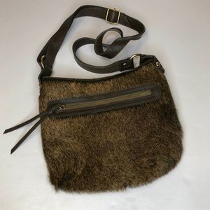 Maurizio Taiuti Brown Leather Fur Purse